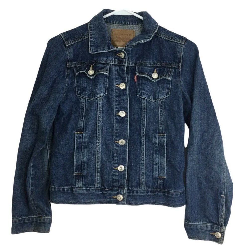 Levis Strauss Original Classic Trucker Blue Denim Jeans Jacket Girls Size Large